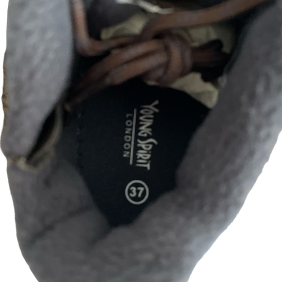 Young Spirit London athletic ankle boot with zipper, brown Leather denim Sz 6.5 - Picture 6 of 6